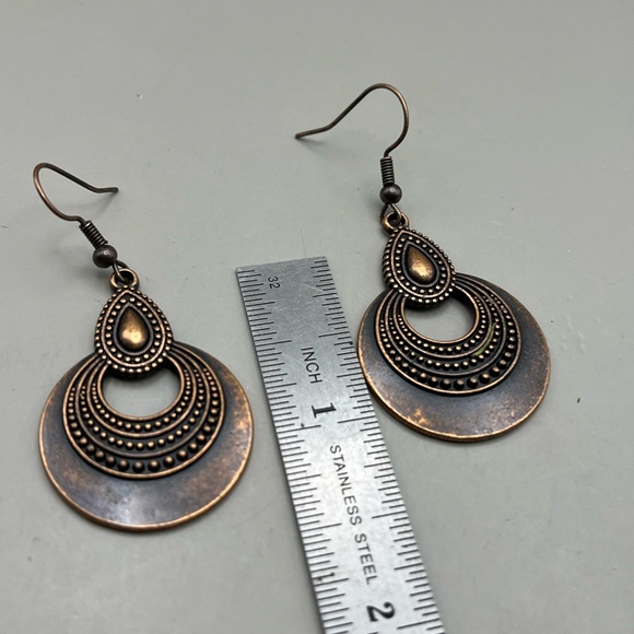 Antique Bronze Dangle Earrings - Picture 3 of 3